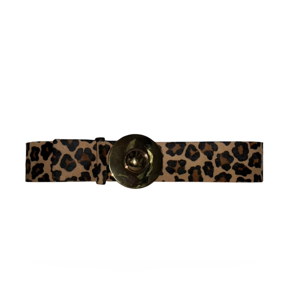 Tara Jarmon Leopard Print Belt with Gold Accent Buckle size 30/75